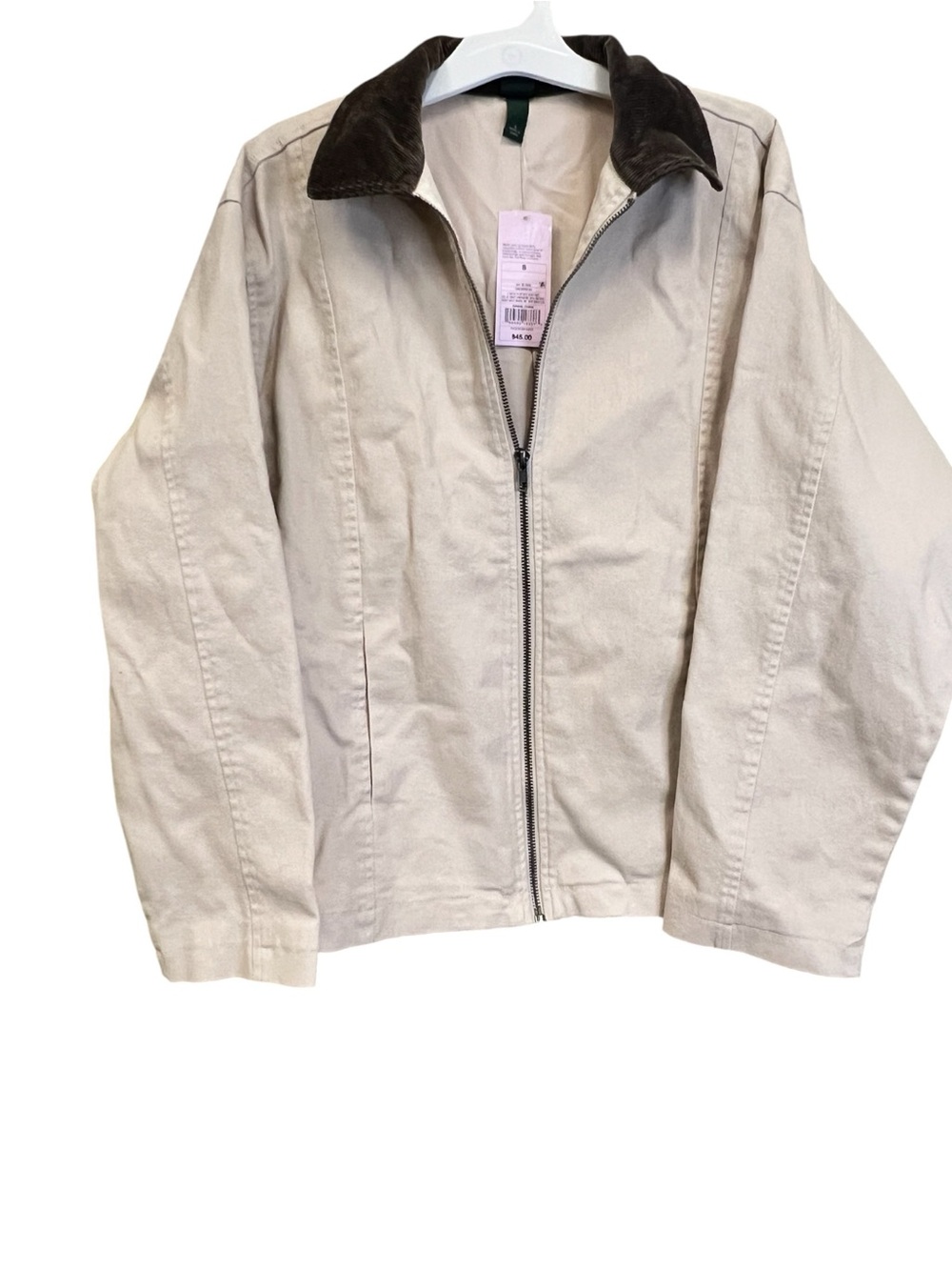 Wild Fable Beige Barn Jacket with Dark Brown Corduroy Collar NEW Size Small